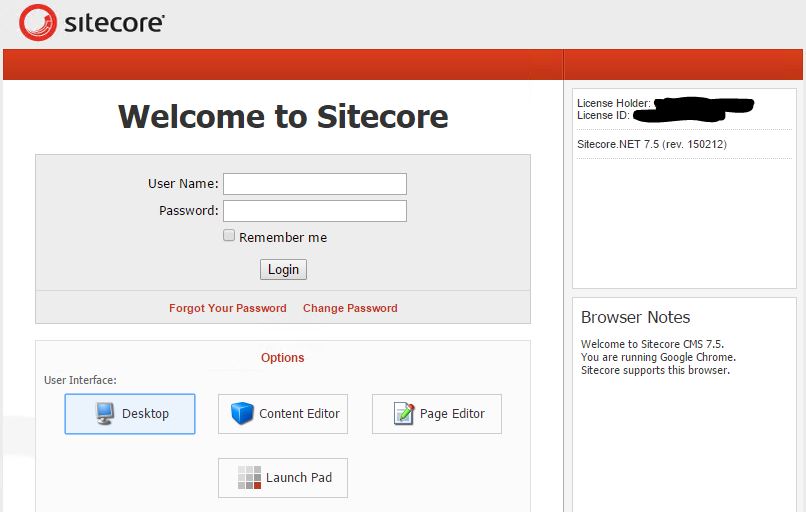 Post upgrade login screen